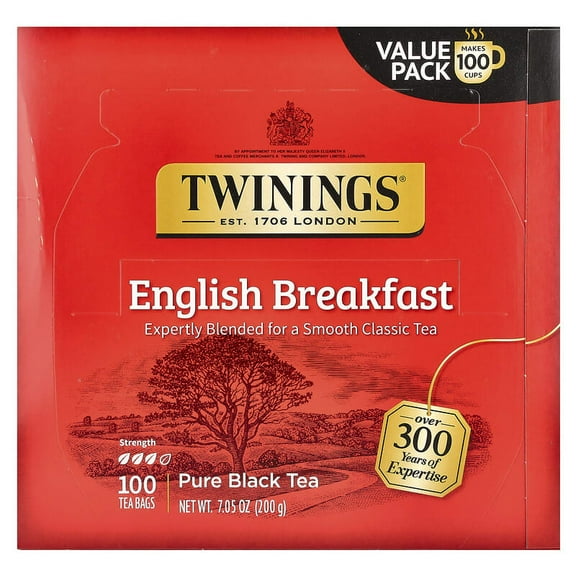 Twinings, Pure Black Tea, English Breakfast, 100 Tea Bags, 7.05 oz Pack of 3