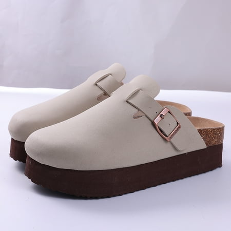 

Platform Clogs Sandals For Women Cork Footbed Comfort Thick Bottom Slippers Mules Adjustable Buckle Summer House Sandals