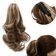 thumbnail image 6 of Benehair Clip In Ponytail Hair Extensions Fashion Claw on Long Cute Wavy Hair Piece 12" Claw Curly Light Brown & Ash Blonde, 6 of 11