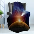 thumbnail image 4 of Outer Space Soft Flannel Fleece Throw Blanket, Comet Tail Approaching Planet Mars Cosmos Dark Solar System Scenery, Cozy Plush for Indoor and Outdoor Use, 70" x 90", Blue Orange, by Ambesonne, 4 of 5