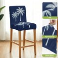 thumbnail image 4 of Navy Blue Bar Stool Covers - Stretch Dining Chair Covers Set of 6, Summer Beach Botanical Coconut Palm Tree Bar Chair Cover Removable Counter Stool Pub Chairs Slipcovers Protectors for Kitchen/Cafe, 4 of 9