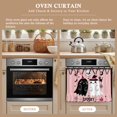 thumbnail image 5 of Oven Skirt Curtain for Kitchen 21.5x30 Inch, Pink Spooky Halloween Oven Curtain with 8 Ribbon Ties & Ruffle Trim, Stove Skirt Curtain Dishwasher for Cabinets Over Sinks Funny Ghost Skeleton Black Cat, 5 of 9
