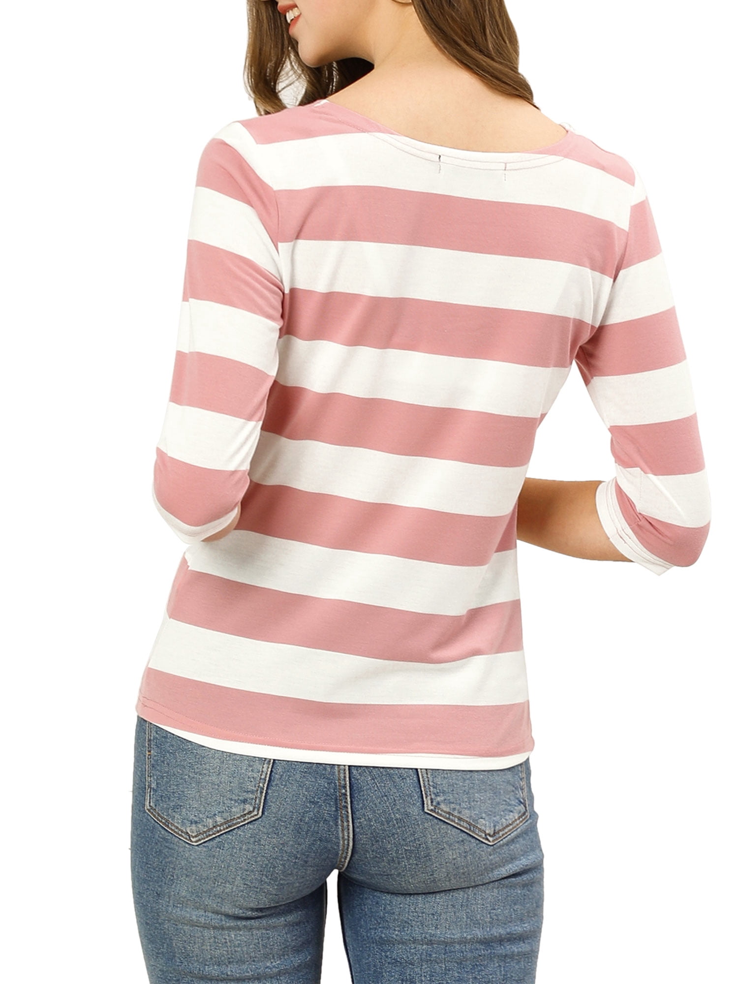 DARING DIVA Women's Halloween Costume Boat Neck Top T-Shirts S Pink White