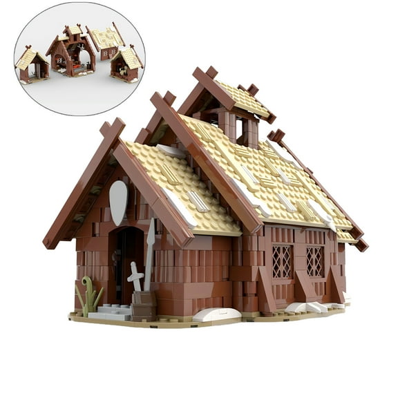 MOC-96080 Viking Mead Hall DIY Model Building Blocks Set Village MOC Bricks Toys DIY Gift