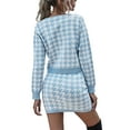 thumbnail image 6 of Franhais Women Knitted Skirt Set, Houndstooth Long Sleeve Button Closure Tops with Elastic Waist Skirt Fall Outfit, 6 of 8