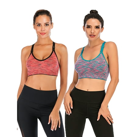 

DODOING 2 Pack Comfort Sport Bra Activewear Fitness Sports Bra Juniors Seamless High Impact Support Workout Yoga Bra Gym