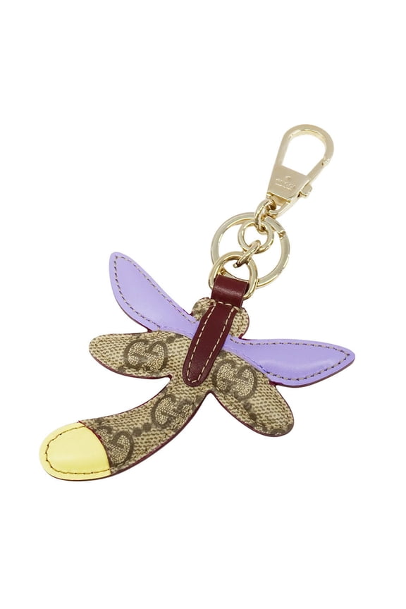 Pre-Owned Gucci charm for women and men, leather, GG emblem, dragonfly shape, beige,...