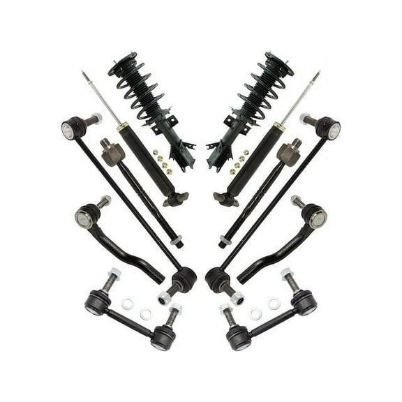 Front and Rear Shock Strut Coil Spring Tie Rod Kit 12 Piece - Compatible with 2013 - 2020 Ford Fusion 2014 2015 2016 2017 2018 2019