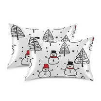 Yayeee Pillowcase Standard Size Set of 2 Satin Wrinkle Resistant Pillow Case, Black Cartoon Snowmen