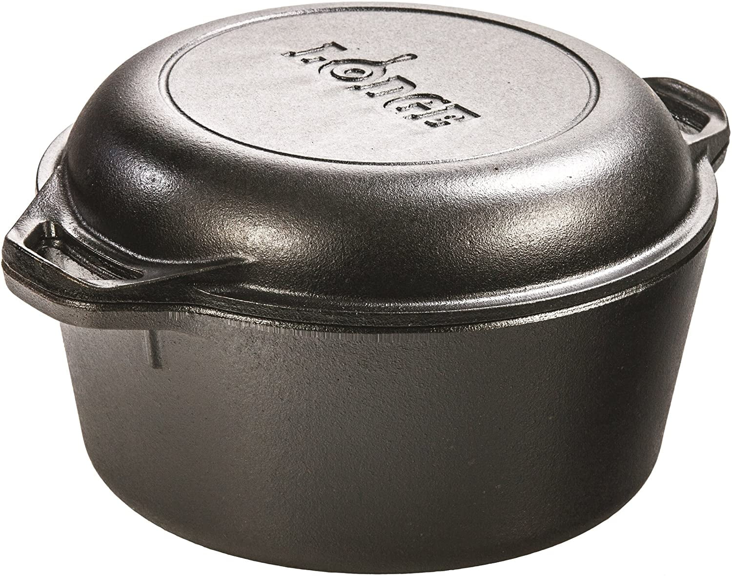 Lodge Pre-Seasoned Cast Iron Double Dutch Oven With Loop Handles, 5 Qt ...