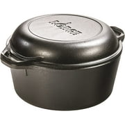 Angle View: Lodge Pre-Seasoned Cast Iron Double Dutch Oven With Loop Handles, 5 qt