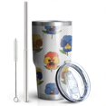 thumbnail image 2 of 30oz Pioneer Flower Floral Print Pattern Tumbler, Double Wall Vacuum Insulated Cup, BPA-Free Leak Proof Lid & Reusable Straws, Hot 12h, Cold 34h, 2 of 6