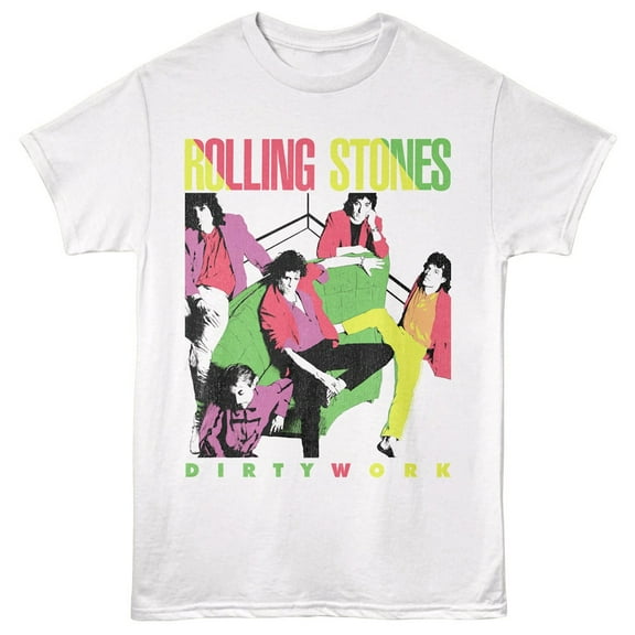 Rolling Stones Dirty Work Men's T Shirt (White, AdultS)