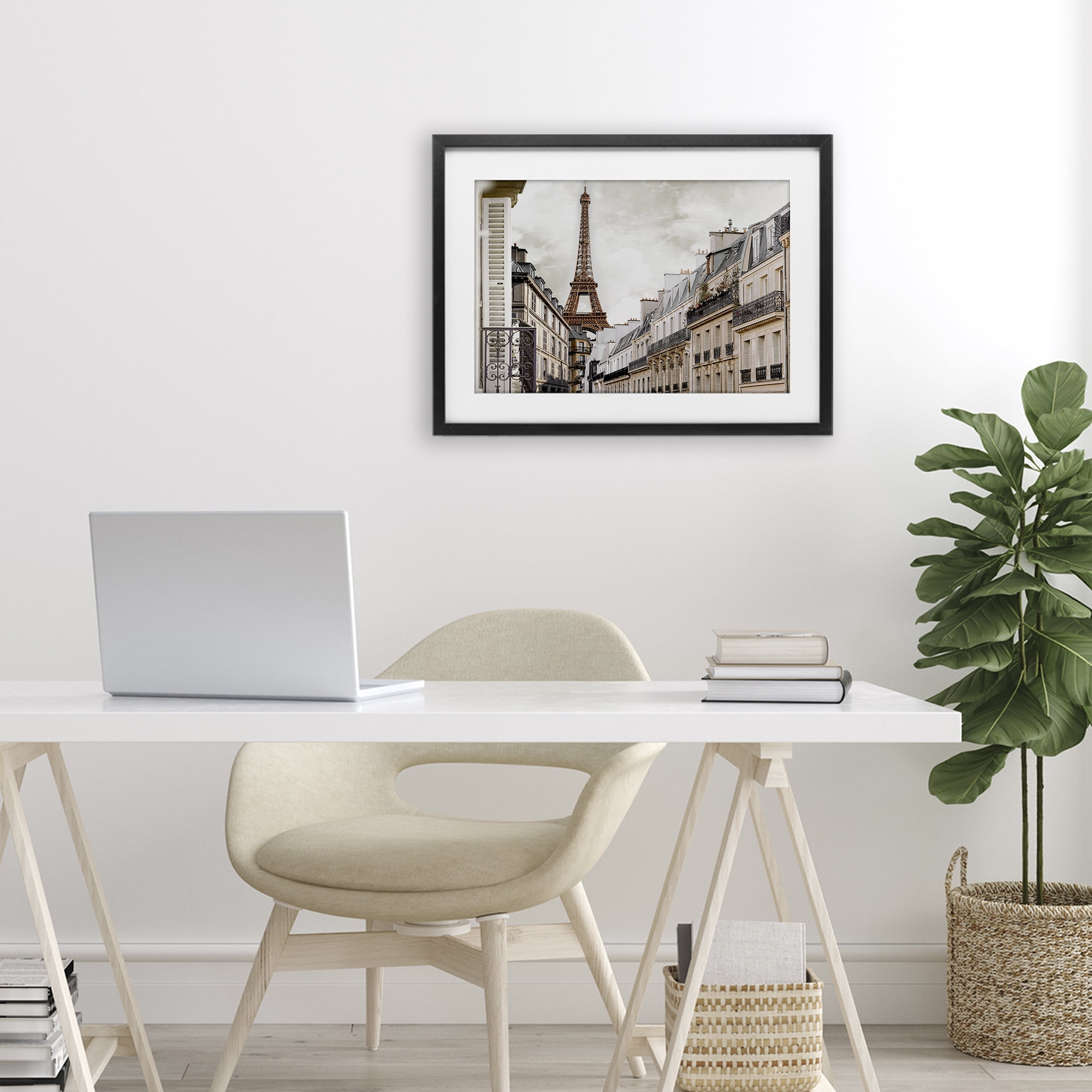 Stupell Industries Eiffel Tower Through Parisian Balconies Black Framed Print Under Glass, design by CAD Designs
