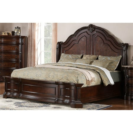 Samuel Lawrence Edington Queen Sleigh Bed with Rails in Brown