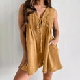 thumbnail image 6 of Women's Denim Romper Sleeveless Tie Front Casual Summer Jumpsuit with Pocket Stylish Comfortable Overall Shorts, 6 of 8