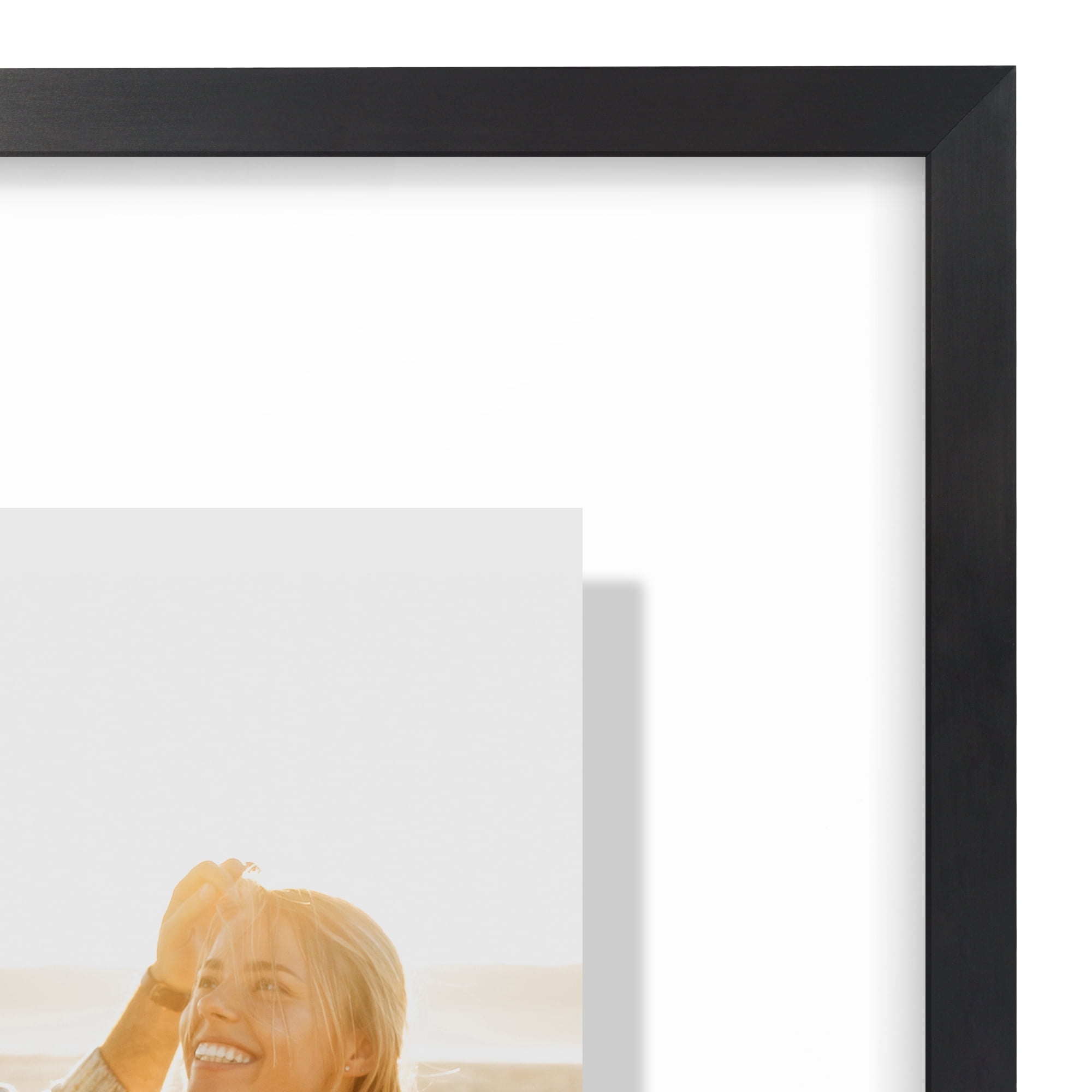 Americanflat 11x14 Picture Frame with Shatter-Resistant Glass Aluminum Floating Display Photo Float - Black