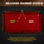 7.5 ft Billiard Pool Table with Cue Rack, Dartboard, and Game Accessories, Burgundy, by Barrington Billiards