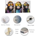 thumbnail image 2 of ZHONGYUTONG Monkey Canvas Wall Art 3 Pieces Gorilla Wearing Glasses Poster Prints Abstract Colorful Animal Paintings Home Decor Framed (20.00" x 28.00" x 3PCS), 2 of 6