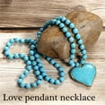 thumbnail image 3 of Giaone Women's Vintage Turquoise Necklace with Heart Pendant Ethnic Style Neckchain, 3 of 15