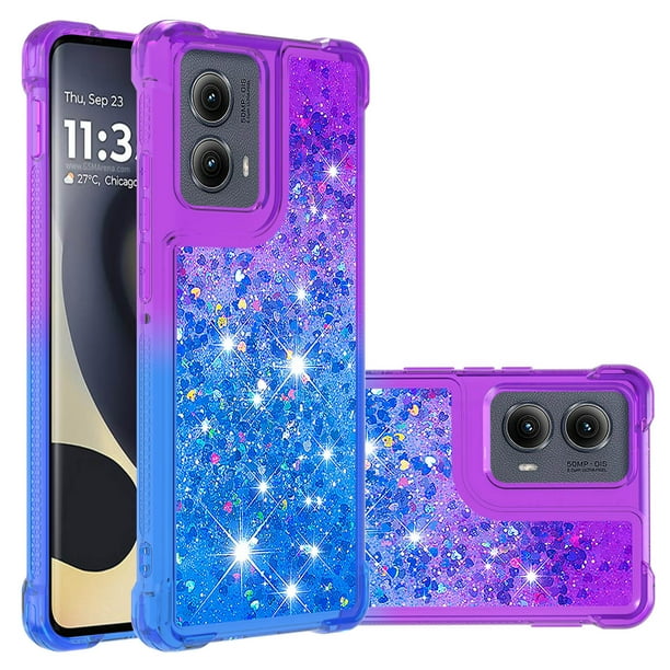 Funda para Motorola Edge 2024 5G Transparente con Brillos Carcasa Protectora Antigolpes con Glitter Brillante