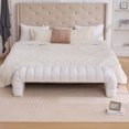 thumbnail image 4 of 69.7"Wide Modern Upholstered Armless Bed Bench, Channel Tufted Couch Daybed Chaise, Chenille Ottoman Foot Stool for Living Room and Bedroom, Entryway, Ivory, 4 of 9