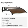 thumbnail image 3 of KFFKFF Outdoor Canopy for Window and Door, 40" x 40", Polycarbonate Material, UPF 50+ Protection, Ideal for Front Door, Shields Against Sun, UV, Rain, and Snow, Hollow Sheet Design, 3 of 9
