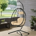thumbnail image 5 of SEVENTH Resin Wicker Hanging Egg Chair with Cushion and Stand - Black, 5 of 15