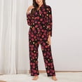 thumbnail image 2 of Pajama Sets for Women 2 Pcs, Beautiful Maple Leaf Lantern Button Down Long Sleeve Sleepwear Lounge PJ Sets, 2 of 6