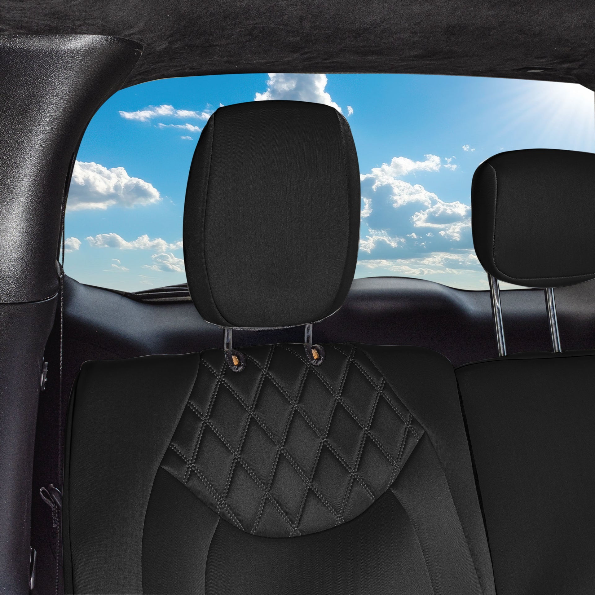 For Chrylsler Pacifica 2017-2025 FH Group Custom Fit Car Seat Covers [3rd Row - Rear Bench] Black