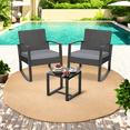 thumbnail image 2 of Patio Furniture Set Clearance, 3 Pieces Rocking Wicker Chair with Soft Cushion and Glass Coffee Table, for Garden, Balcony, Backyard, Gray, 2 of 14