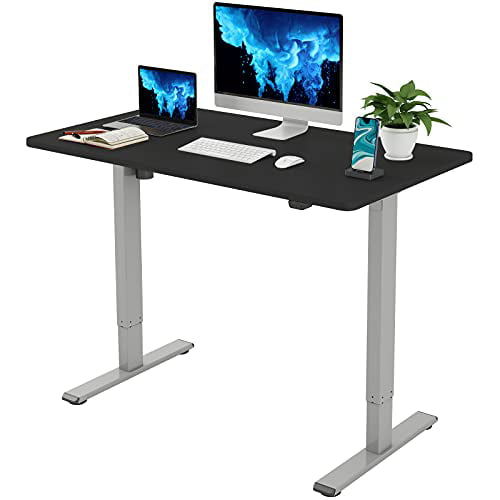 48 Sit Stand Up Computer Desk Workstation for Home Office Black Frame/Black Desktop, 48 x 30 inch Electric Height Adjustable Standing Desk 