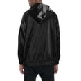 thumbnail image 2 of Ma Croix Mens Satin Hipster Zip Up Bomber Jacket with Hood, 2 of 5