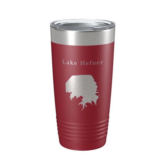 Lake Hefner Map Tumbler Travel Mug Insulated Laser Engraved Coffee Cup Oklahoma 20 oz Maroon