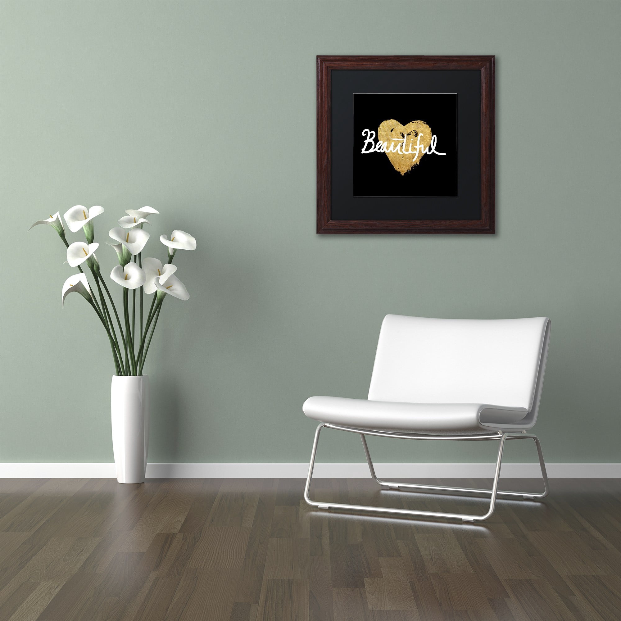 Trademark Fine Art ALI5688-W1111BMF Beautiful On Black by Lisa Powell Braun, Black Matte, Wood Frame 11x11-Inch