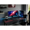 thumbnail image 3 of VINEEGO 55 inch Gaming Desk Ergonomic T-Shaped Legs Carbon Fiber Surface PC Laptop Racing Computer Table With Cup Holder & Headphone (Black), 3 of 9