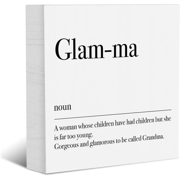 Zomyto 5x5 Inches Funny Glam Ma Definition Decorative Wooden Box Sign Grandma Gifts Mothers Day