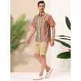 thumbnail image 4 of INSPIRE CHIC Camisa de verano con estampado de rayas arcoíris para hombre, camisas de manga corta con botones arcoíris S, 4 of 6