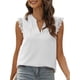 thumbnail image 3 of Txlixc, camisetas sin mangas de verano para mujer, sin mangas, lisas/flores/hojas, camisas de encaje con cuello en V, chaleco informal suelto para mujer Txlixc  Estilo de ocio, 3 of 6