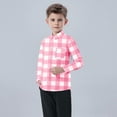 thumbnail image 3 of HAiming Boys Plaid Shirt Casual Soft Lapel Neck Long Sleeve Roll up Button down Shirts with Pocket Trendy Kids Tops, 3 of 7