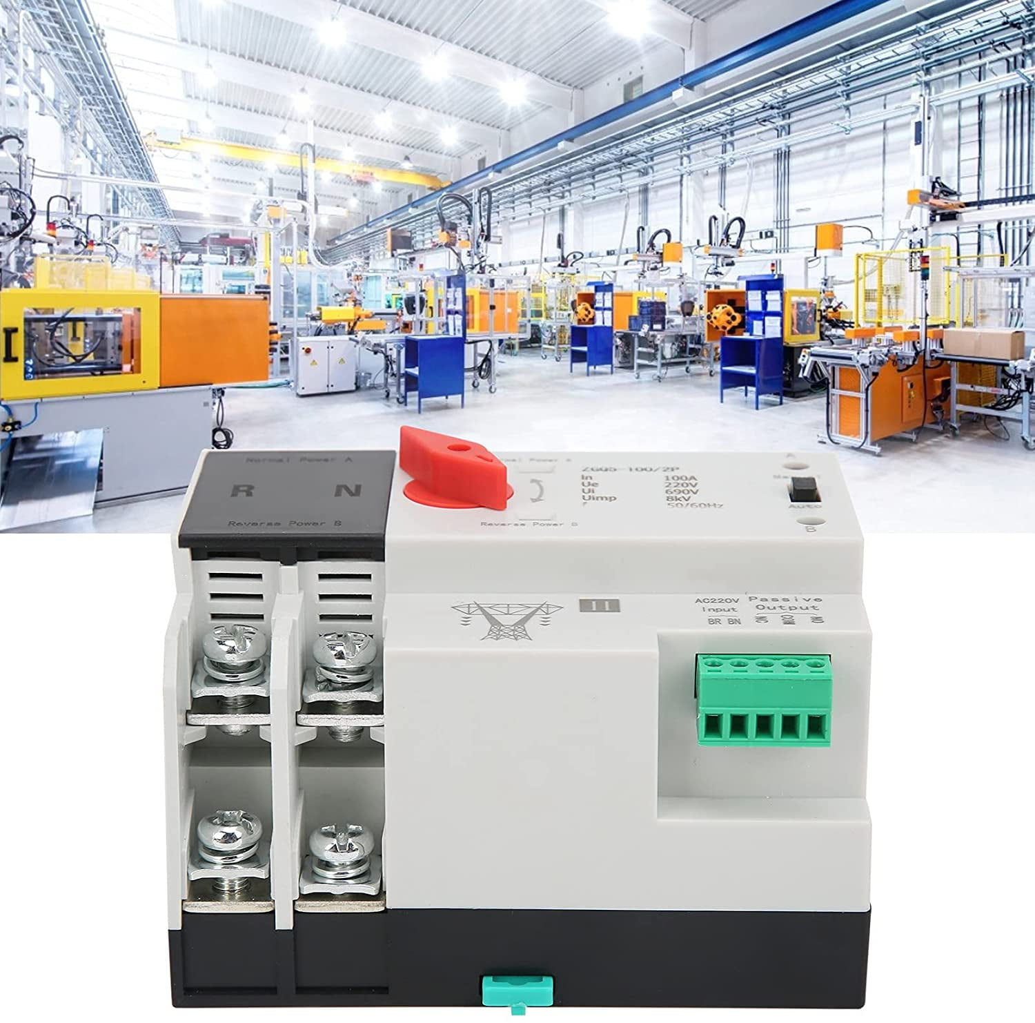 Dual Power Auto Transfer Switch 2 Way Controller ZGQ5-100/2P 220V 100A 50-60HZ 