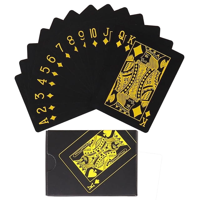 Baraja de juego de póker de oro negro, traje de póquer de plata azul, cubierta mágica de plástico impermeable, colección de regalos de agua mágica