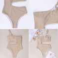 thumbnail image 3 of Traje de baño de una pieza para mujer, traje de baño de canalé ahuecado con un solo hombro, 3 of 5