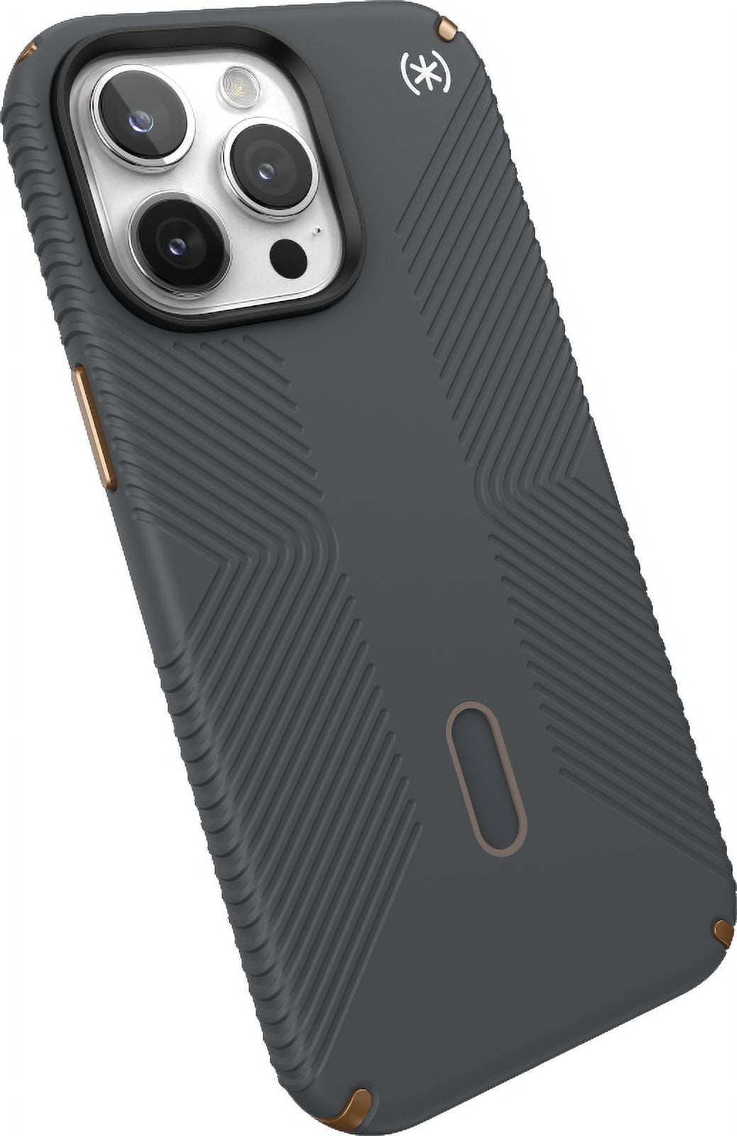 Speck iPhone 15 Pro Max Case-Presidio2 Grip-ClickLock-MagSafe-6.7 Inch Phone Case-Charcoal Grey/Cool Bronze/White