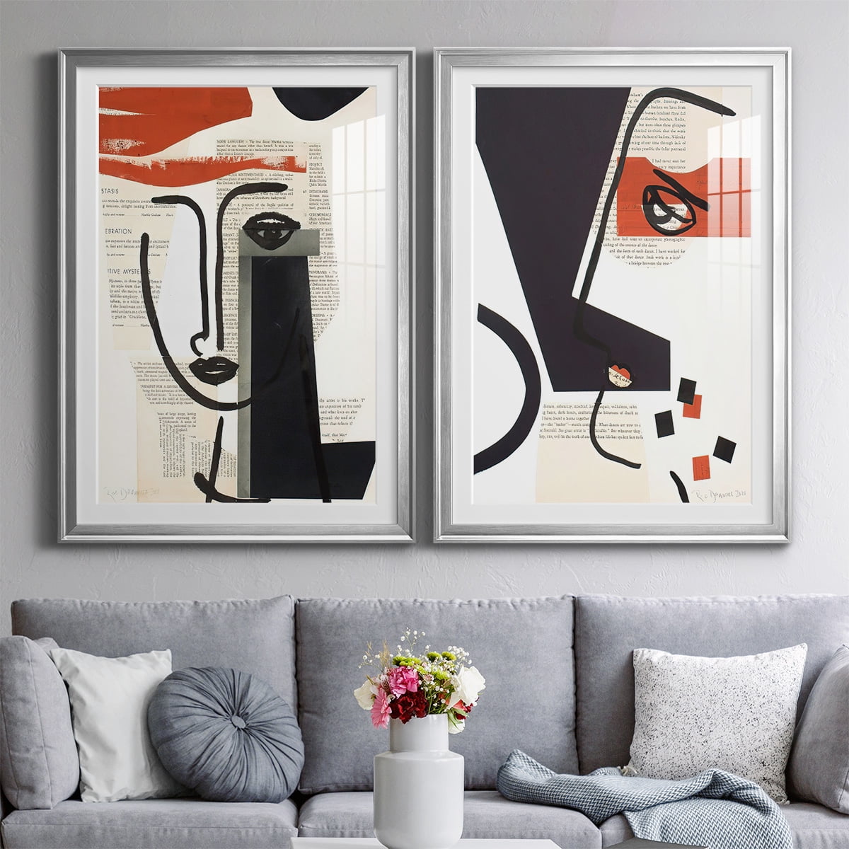 Wexford Home Faces of A Century V Premium Framed Print, 22.5" x 30.5" - Ready to Hang, Silver (Set of 2)