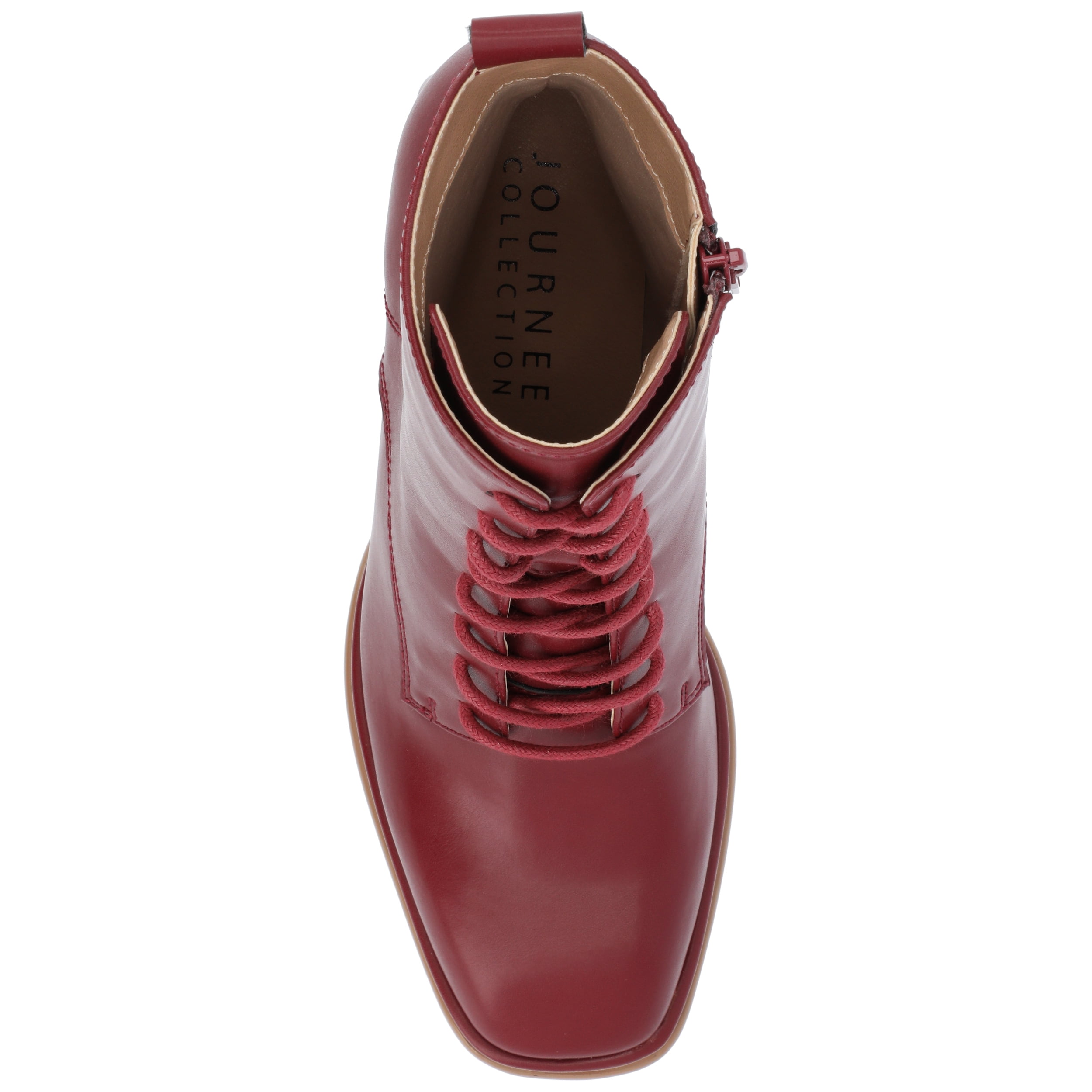 Journee Womens Kalindi Lace Up and Zip Entry Square Toe Booties, Widths Available