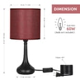 thumbnail image 4 of Bedroom Table Lamp Set of 2 Living Room Bedside Lamps Red Lampshade Suit Modern Decor, 4 of 5