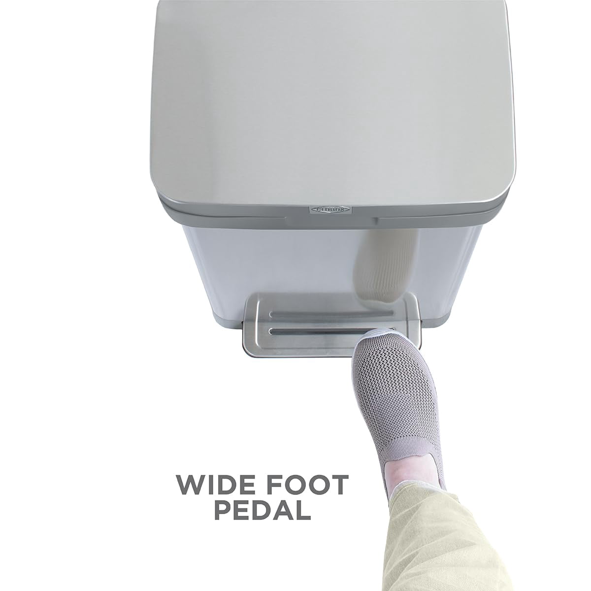 Clorox Trash Can, 13 Gal Stainless Steel Kitchen Garbage Bin with Wide Step Pedal, Silver