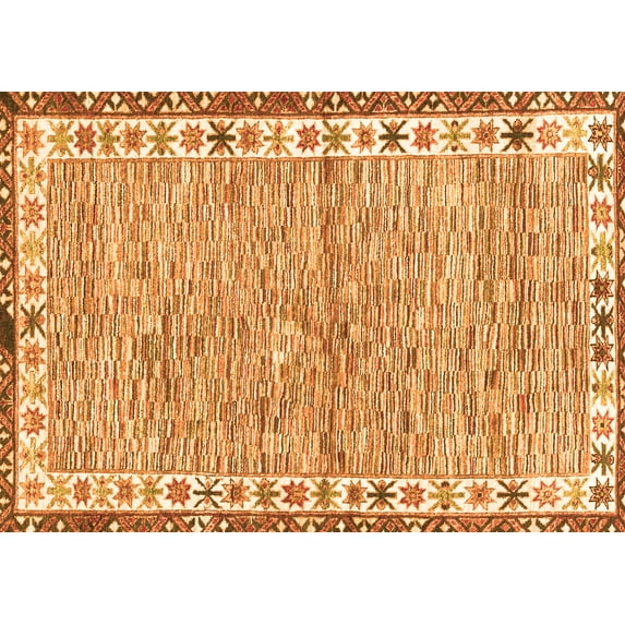 Ahgly Company Indoor Rectangle Abstract Orange Modern Area Rugs, 8' x 12'