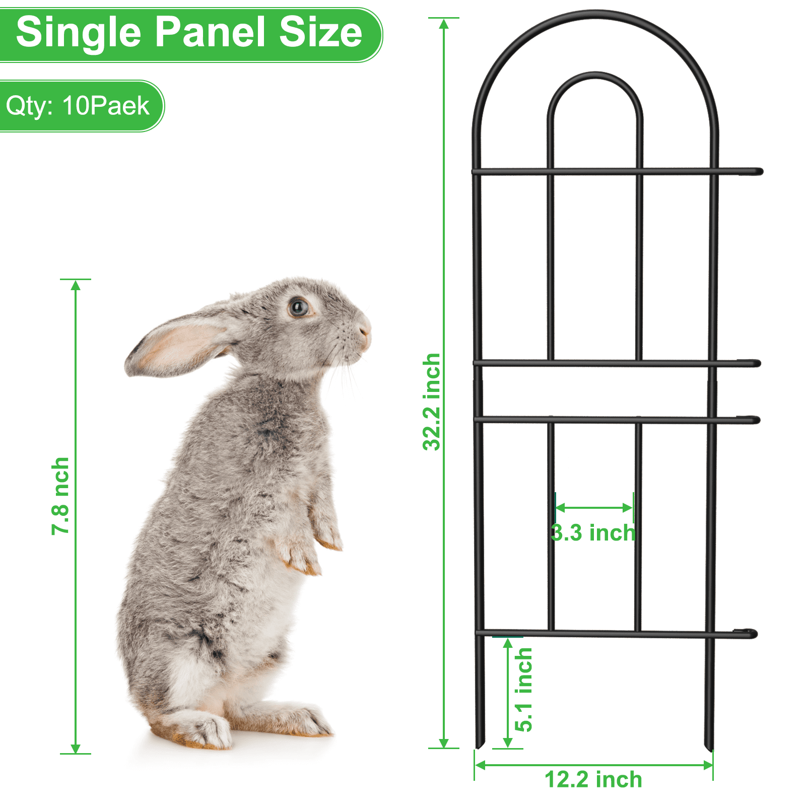 Black Metal Garden Fence 16-Pack, 32.2in Tall Decorative Animal Barrier for Yard Patio Flower Bed
